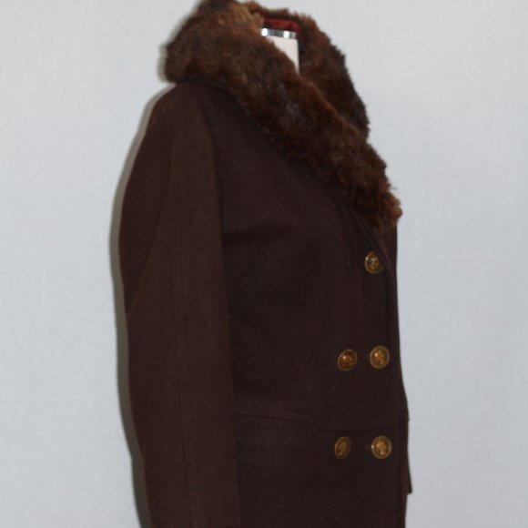 Roma XXVll Brown Fur Wool Coat - Picture 11 of 16